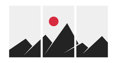Wall Mural - minimal mountains landscape collage. abstract posters japanese style, contemporary wallpapers for ho
