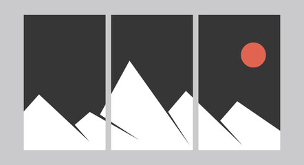 Wall Mural - minimal landscape collage. abstract mountains posters japanese style, contemporary wallpapers for ho