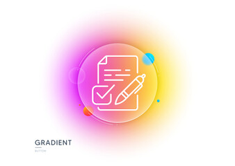 Poster - voting ballot paper line icon. gradient blur button with glassmorphism. vote ticket sign. public ele