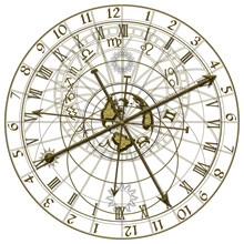 Metal Astronomical Clock On Transparent Background
