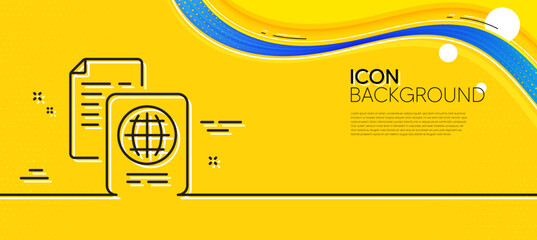 Poster - Passport document line icon. Abstract yellow background. ID file page sign. Office note symbol. Minimal passport document line icon. Wave banner concept. Vector