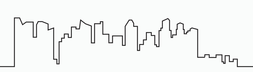 Wall Mural - Modern City Skyline outline drawing on white background.