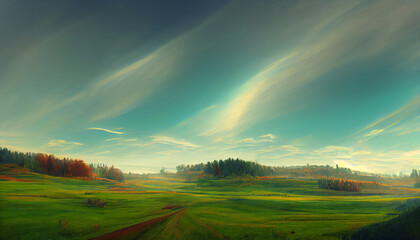 Naklejka na meble Beautiful Landscape. Dramatic sky, autumn mood