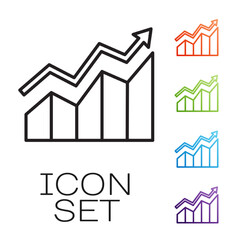 Poster - black line financial growth increase icon isolated on white background. increasing revenue. set icon