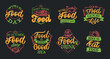 © Olesia - The set of lettering slogans Food day. The collection badges