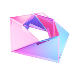 Canvas Print - 3D gradient star shape geometric png. Motion design holographic pink and blue element