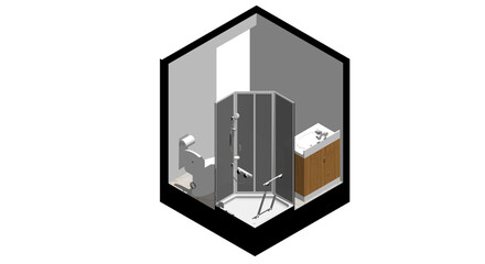 Wall Mural - Isometric Architectural Projection - AI Interior Isometric Bathroom 3