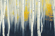 Aspen tree wood background, autumn mood painting.