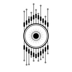 Poster - Abstract Black Simple Line Cpu, Computer, Technology Doodle Outline Element Vector Design Style Sketch Isolated On White Background Illustration