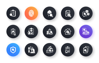 Poster - inspection icons. quality research, testing and safety check icons. microscope analysis, quality con