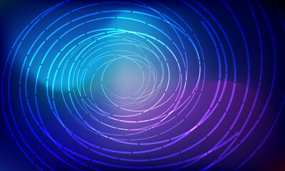 Wall Mural - Blue and purple colors vector abstract background with luminous spiral lines.