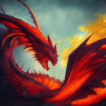 Illustration Of A Red Dragon