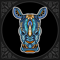 Sticker - Colorful Rhinoceros isolated on black background