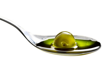 Wall Mural - organic olive oil poured into the spoon