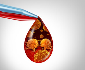 Wall Mural - cancer screening and blood test for early detection of malignant cells in a human body caused by car