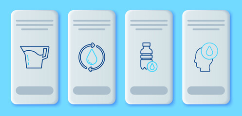 Canvas Print - Set line Recycle clean aqua, Bottle of water, Jug glass with and Water drop icon. Vector