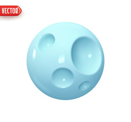 Poster - abstract planet with craters. full moon blue colors. sphere ball moon shape. realistic 3d design ele