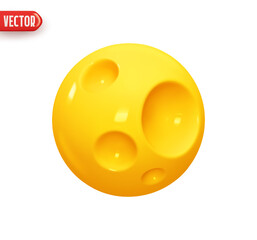 Poster - full moon yellow colors. abstract planet with craters. sphere ball moon shape. realistic 3d design e