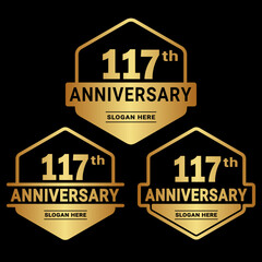 Wall Mural - 117 years anniversary celebration logotype. 117th anniversary logo collection. Set of anniversary design template. Vector and illustration.
