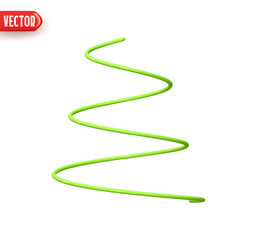 Poster - Green spiral Christmas abstract tree. Realistic 3d design element In plastic cartoon style. Icon isolated on white background. vector illustration