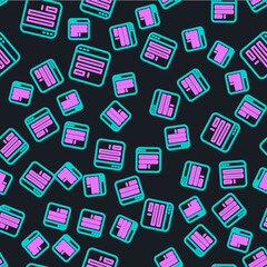 Poster - Line Browser window icon isolated seamless pattern on black background. Vector