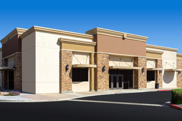 New commercial retail office building with blue sky