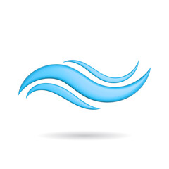 Poster - 3d rendering wave icon. illustration with shadow isolated on white.