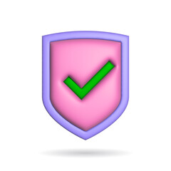 Poster - 3d rendering shield icon. Illustration with shadow isolated on white background.