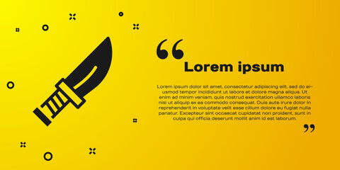 Poster - Black Dagger icon isolated on yellow background. Knife icon. Sword with sharp blade. Vector