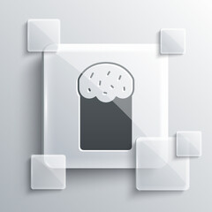 Wall Mural - Grey Easter cake icon isolated on grey background. Happy Easter. Square glass panels. Vector