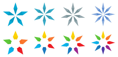 Canvas Print - Star or snowflake like shapes, version with five to eight rays, can be used as infographics element icon