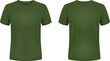 Blank khaki t-shirt template. Front and back views. Vector illustration.