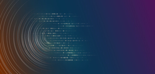 Fototapete - Data analytics concept. Sorting a large amount of data on a dark background. Big data visualization. Futuristic network or business analytics. Structuring the flow of information.