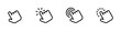 Conjunto de iconos de clics táctil del cursor. Pantalla táctil del dedo. clic con la mano. ilustración vectorial	