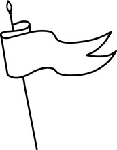 Waving Medieval Flag With Double Edges On Handle
