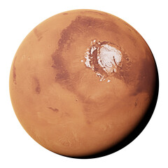 Wall Mural - Mars, the red planet with north polar ice cap, part of the Solar System, isolated 