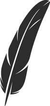 Vector Silhouette Quill Feather, Bird Plumage Icon