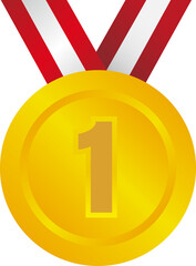 Sticker - ranking medal icon illustration. 1st place (gold) / png