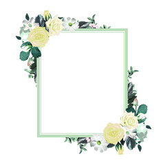 Floral square wreath frame template (with copy space) / png