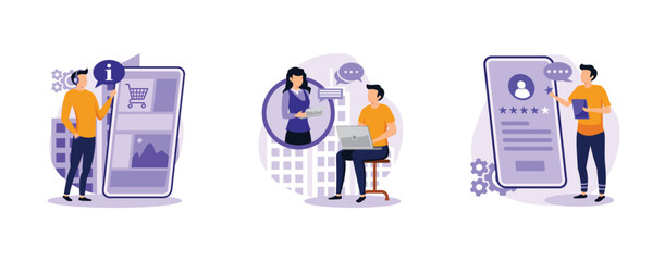 Poster - customer help. digital guide, useful tips and testimonials, interactive tour, user manual, video tut