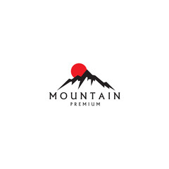 Wall Mural - mountain and moon silhouette retro logo vector icon symbol illustration design