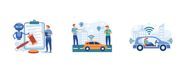 Poster - driverless transport legislation. artificial intelligence regulations, autonomous taxi driving, ai d