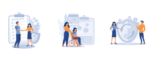Poster - risk insurance. insurance broker, social and peer-to-peer paid benefit, emergency risk, unemployment