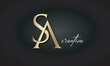 SA letters luxury jewellery fashion brand monogram, creative premium stylish golden logo icon