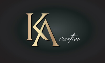 KA letters luxury jewellery fashion brand monogram, creative premium stylish golden logo icon