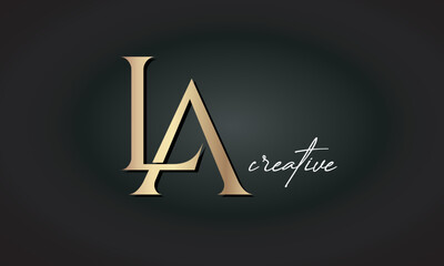 Wall Mural - LA letters luxury jewellery fashion brand monogram, creative premium stylish golden logo icon