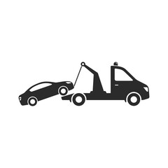 Tow truck, Car towing vector isolated icon on white background