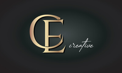 Wall Mural - CE letters luxury jewellery fashion brand monogram, creative premium stylish golden logo icon