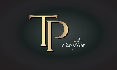 Wall Mural - TP letters luxury jewellery fashion brand monogram, creative premium stylish golden logo icon