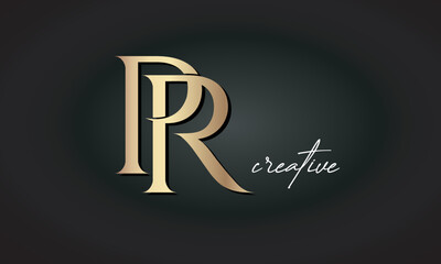 Wall Mural - PR letters luxury jewellery fashion brand monogram, creative premium stylish golden logo icon